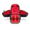 The M.8LE massage chair in Rosso Nero, Front Open Position