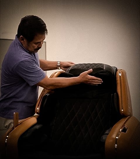 Shiatsu Master Sensei Okabayashi with an OHCO Massage Chair